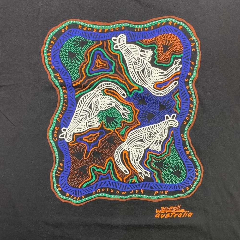 Vintage‎ 90s Australian Australia Aboriginal art kangaroo animal shirt